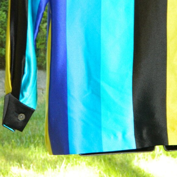 3 for/$30 Linda Allard Ellen Tracy Vintage Striped 100% Silk Blouse Size 12P - Picture 8 of 11